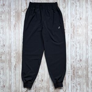 Asics Unisex Team Track Pants Jogger sz Small Navy Blue Running Drawstring Woven